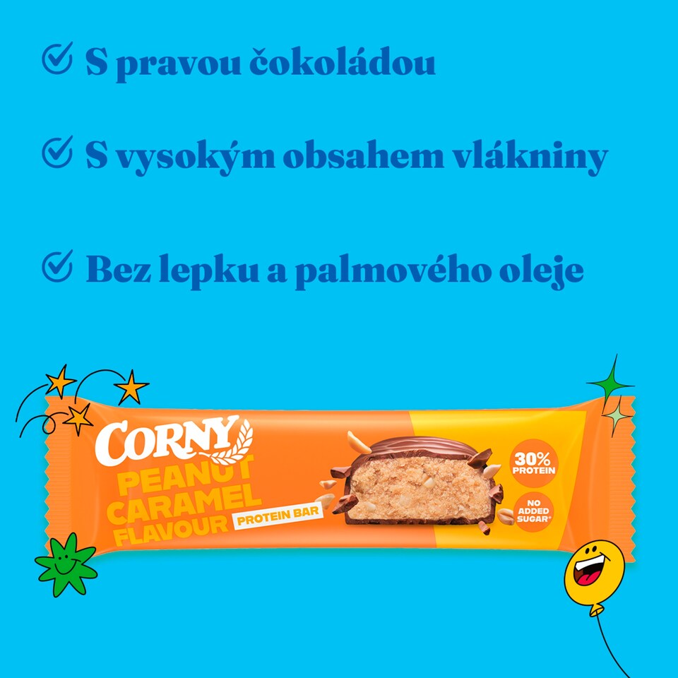 Obrázek 1 pro produkt CORNY proteinová tyčinka 30% arašídy-karamel 50g