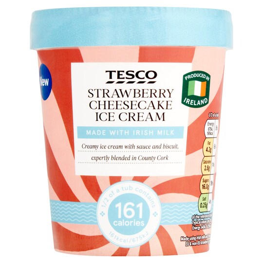 Tesco Strawberry Cheesecake Ice Cream 500Ml Tesco Groceries