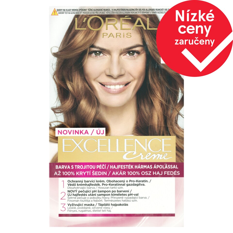 L'Oréal Paris Excellence 6 .41 Hnědá Oříšková, 72 ml + 48 ml + 12 ml + 60 ml