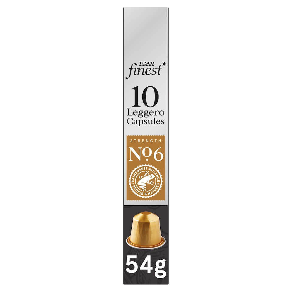 Tesco Finest 10 Leggero Coffee Capsules Strength 6 54G