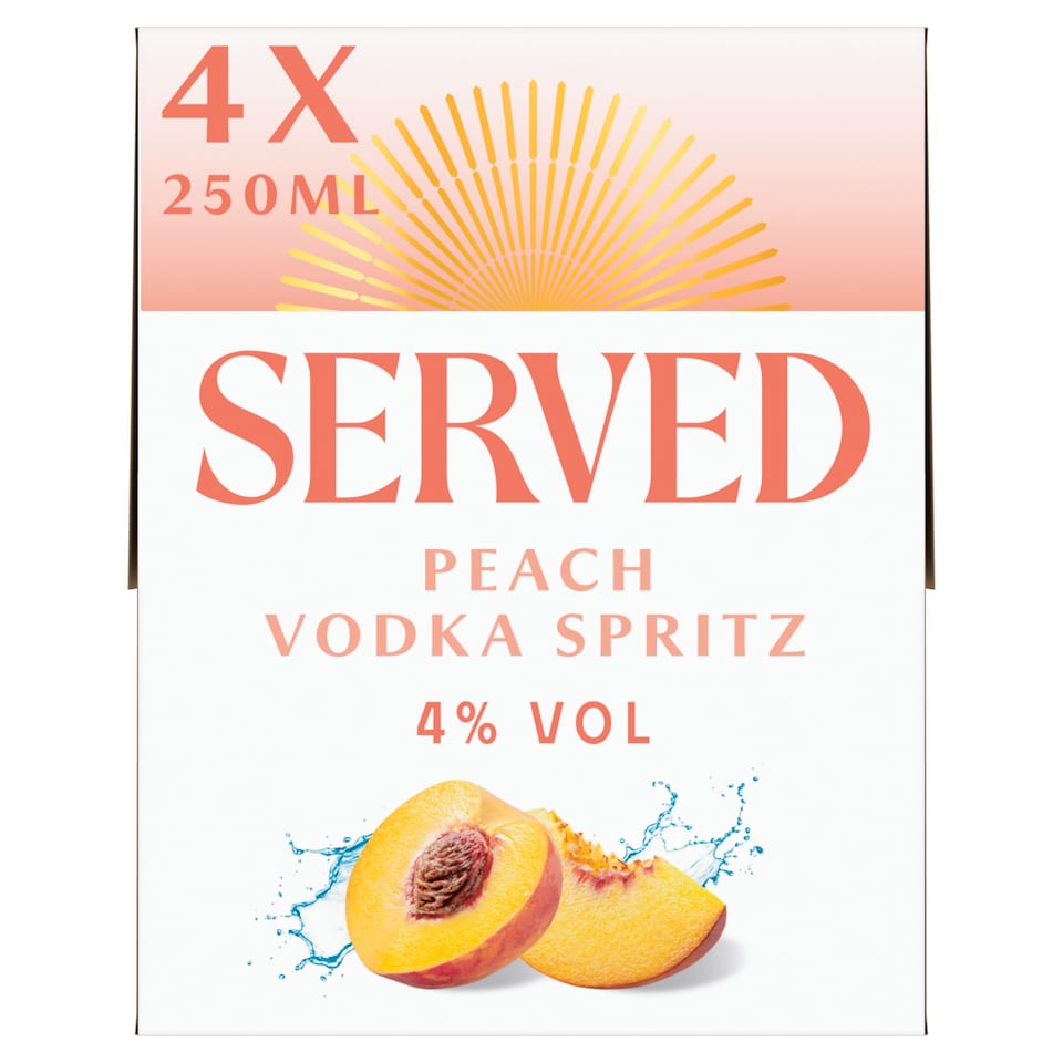 SERVED Peach Vodka Spritz 4 x 250ml