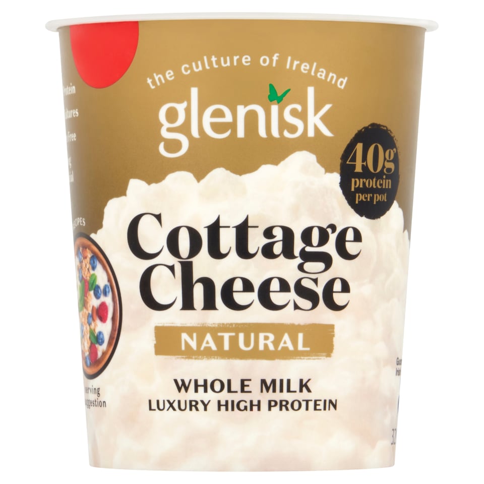 Glenisk Cottage Cheese Natural Whole Milk Luxury High Protein 320g