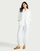image 1 of F&F Linen Rich Striped Balloon Leg Trousers in White