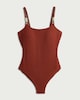 image 4 of F&F Crinkle Textured Braided Strap Swimsuit in Brick