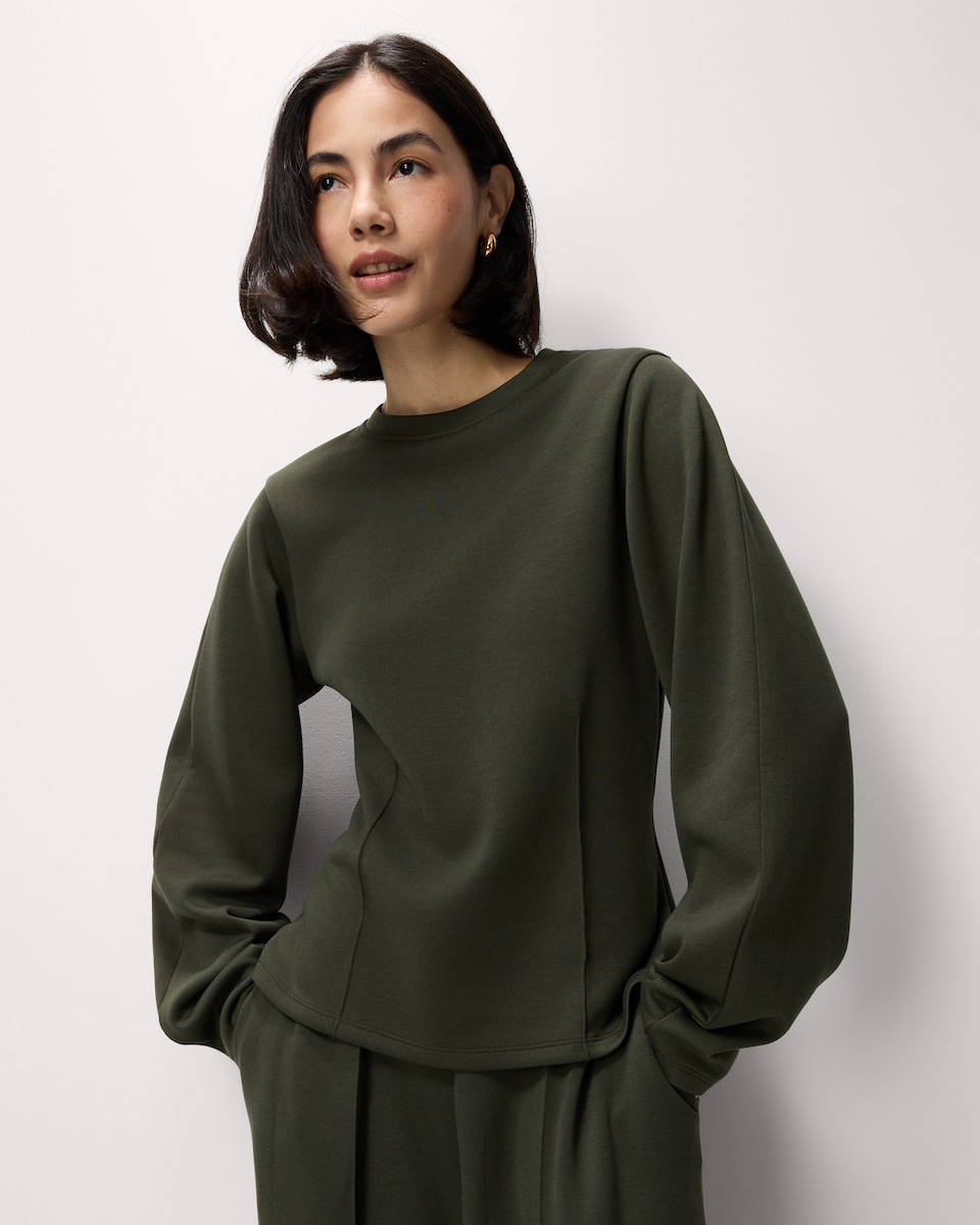image 1 of F&F Scuba Long Sleeved Top in Olive