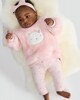 image 1 of F&F Baby 3-Piece Bear Motif Jumper, Leggings and Headband Set in Pink