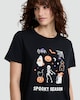 image 2 of F&F Pure Cotton Spooky Season Slogan T-Shirt in Black