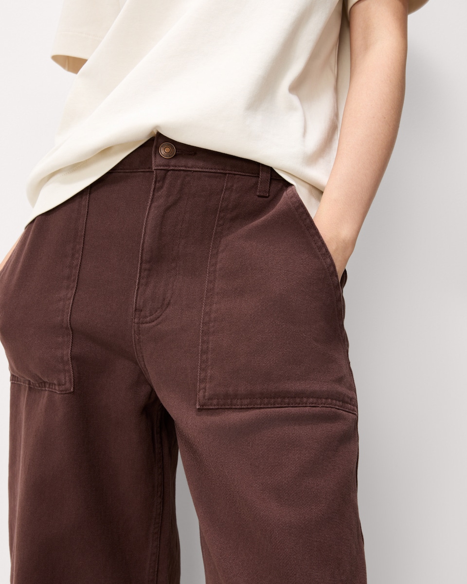 image 1 of F&F Pure Cotton Relaxed Fit Cargo Trousers in Chocolate