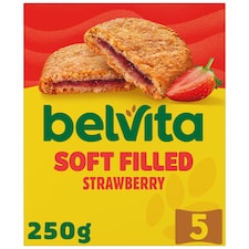 Belvita Breakfast Soft Bakes Strawberry Filled Cereal Snack Bars Pack 5 x 50g