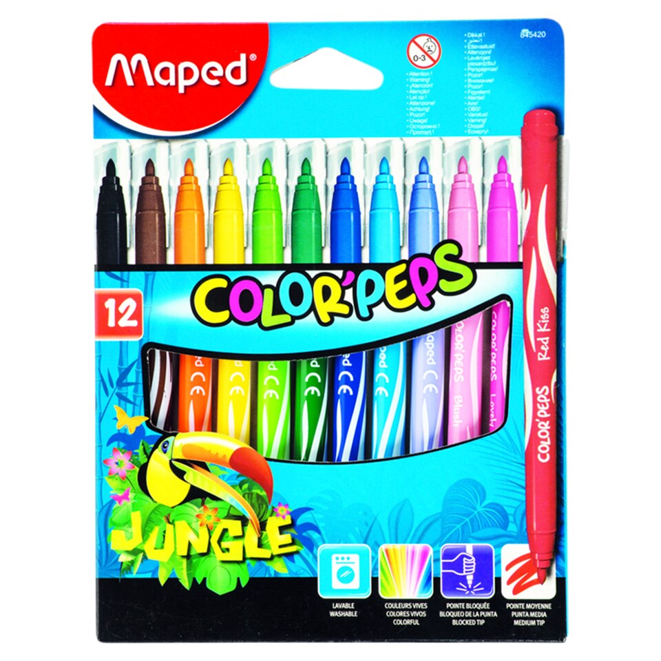 Maped "Color'Peps Jungle" mosható 2,8 mm rosttoll készlet 12 db