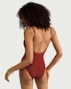 image 3 of F&F Crinkle Textured Braided Strap Swimsuit in Brick