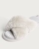 image 3 of F&F Faux Fur Crossover Slippers in Grey