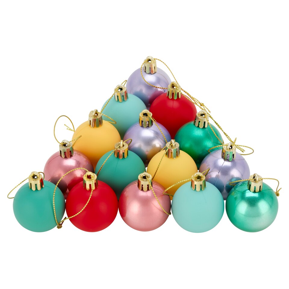 Tesco Bright Baubles 15 Pack