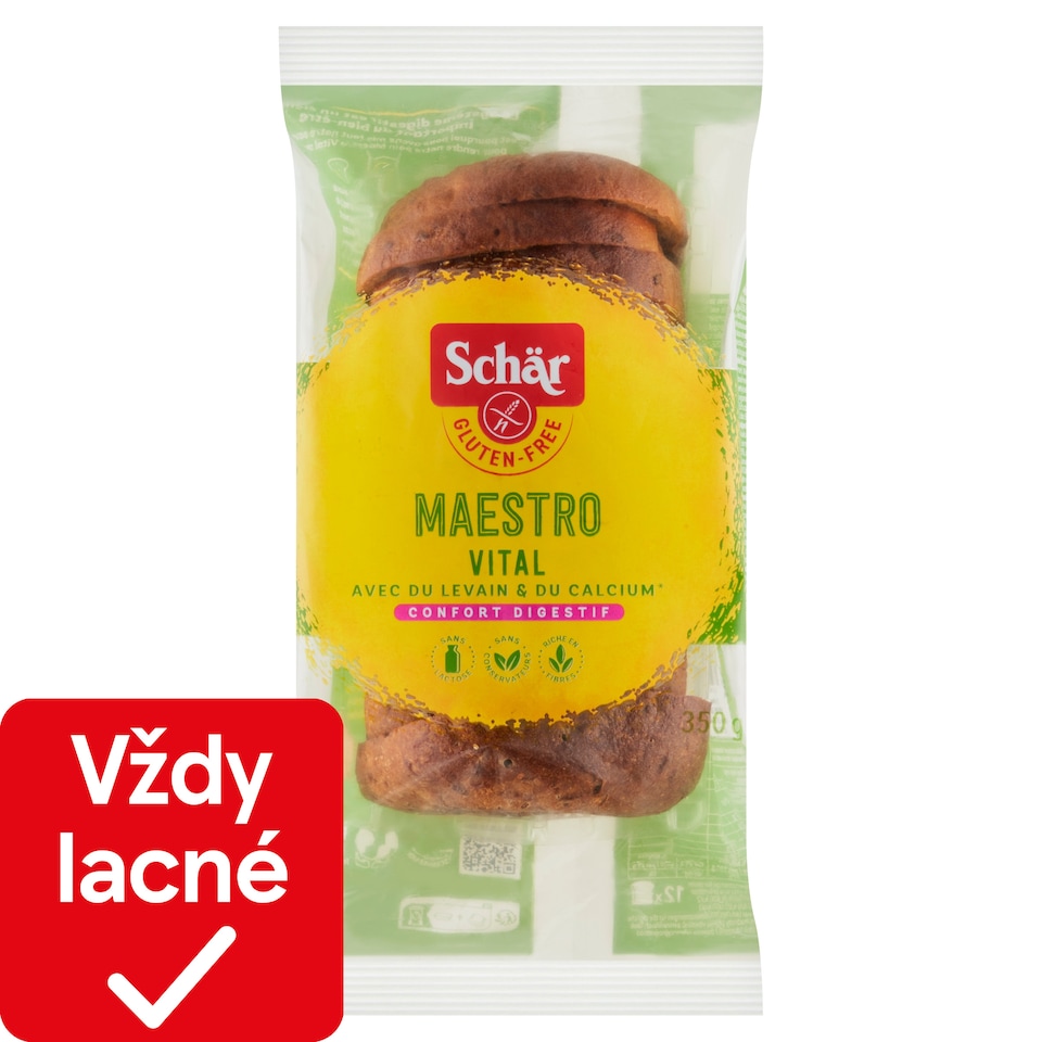 obrázok 1 z Schär Maestro Vital Chlieb bezgluténový viaczrnný obohatený vápnikom krájaný 350 g
