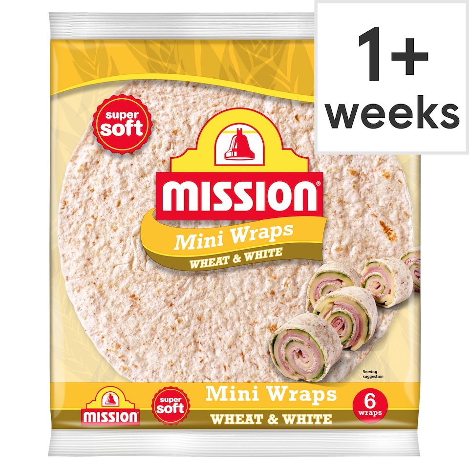 Mission Mini Wheat & White Tortilla Wraps 6 Pack