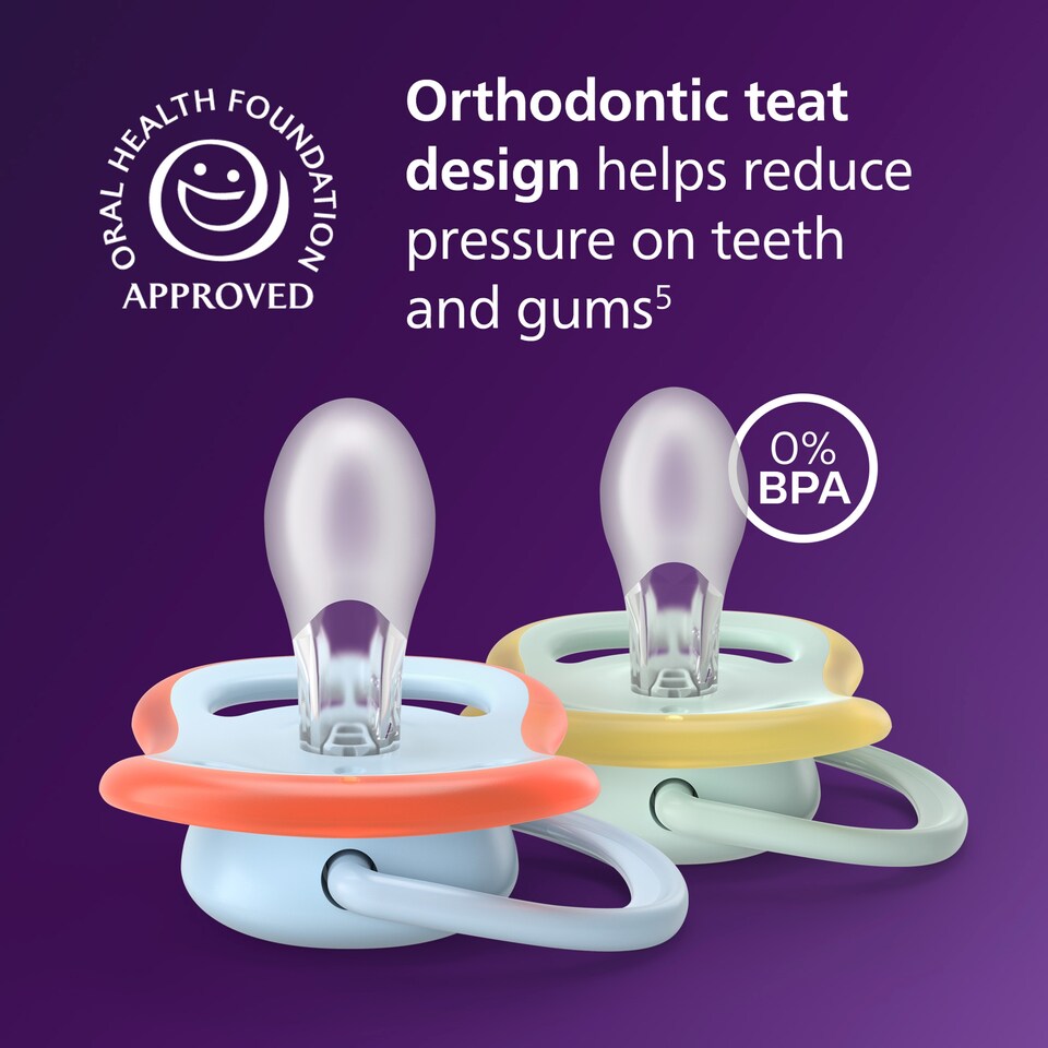 image 1 of Philips Avent Ultra Air Night Time Soother 0-6 months 2 pack