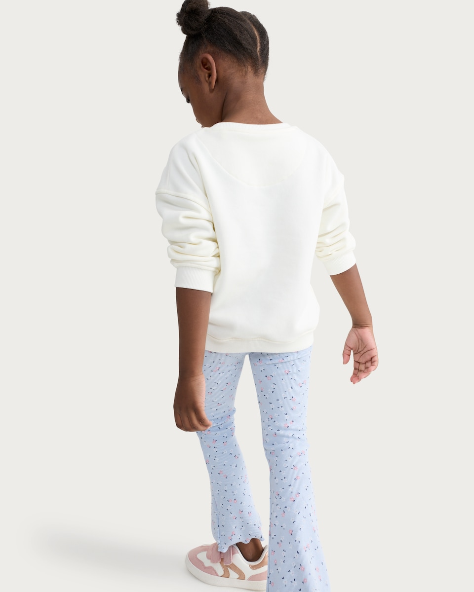 image 1 of F&F Girls 2-Piece Cotton Rich Flower Club Sweatshirt and Leggings Set in Multi Blue