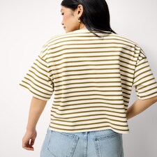 F&F Cotton Rich Cropped T-Shirt in Multi Green