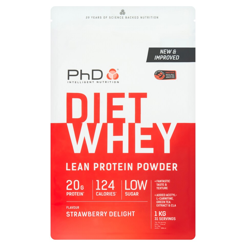 PhD Diet Whey Protein Powder - Strawberry Delight 1kg