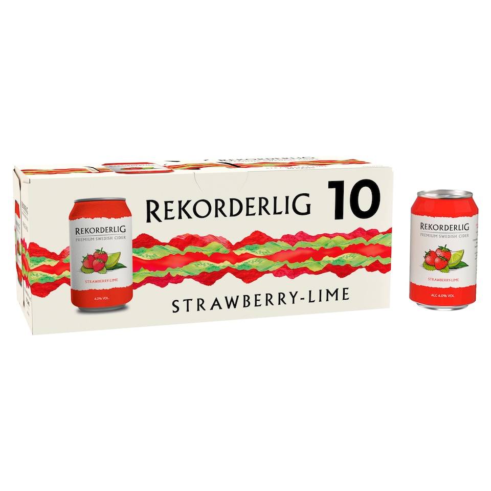 image 1 of Rekorderlig Premium Cider Strawberry & Lime 10 X 330 Ml
