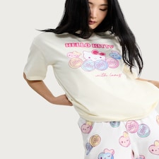 Hello Kitty Pure Cotton Pyjama Set in Multi Yellow