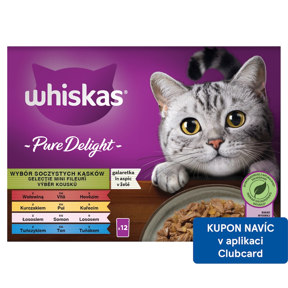 Whiskas Pure Delight výběr kousků v želé 12 x 85g (1,02kg)