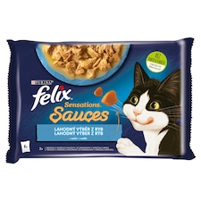 Felix Sensations Sauces kapsičky pro kočky treska, sardinky v omáčce 4 x 85g