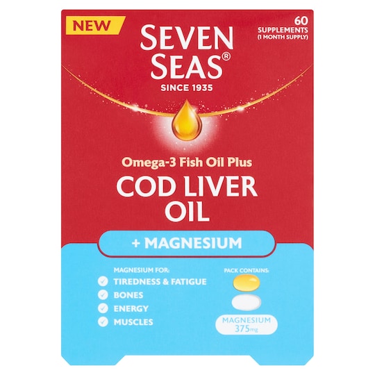 Seven Seas Cod Liver Oil Plus Magnesium Supplement 60 Pack Tesco Groceries