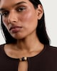 image 1 of F&F Pure Cotton Keyhole Detail Short Sleeved T-Shirt in Brown