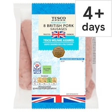 Tesco 8 Reduced Fat Pork Sausages 454G