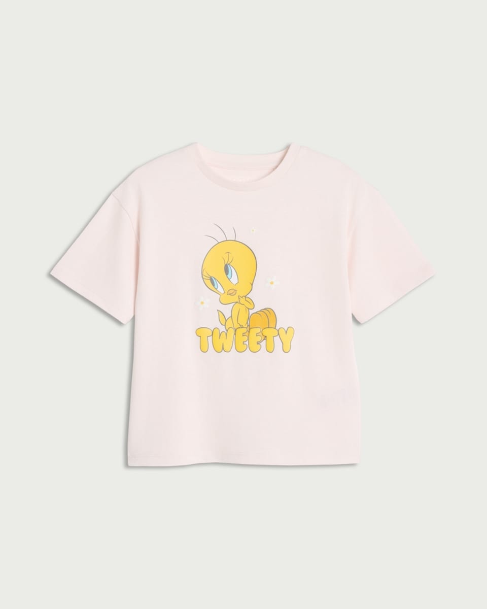 image 1 of Tweety Pie Pure Cotton T-Shirt in Pink