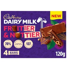 Cadbury Fruitier & Nuttier Chocolate Bars 4X30g
