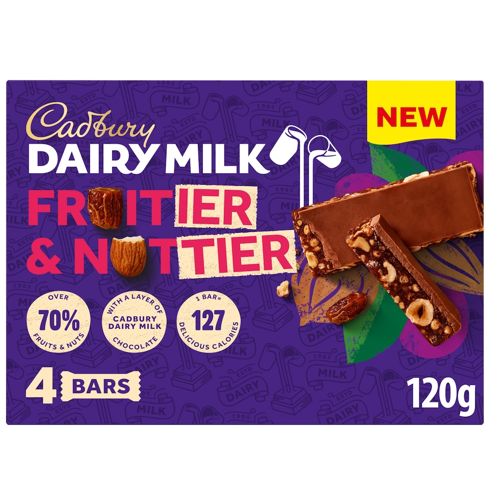 Cadbury Fruitier & Nuttier Chocolate Bars 4X30g
