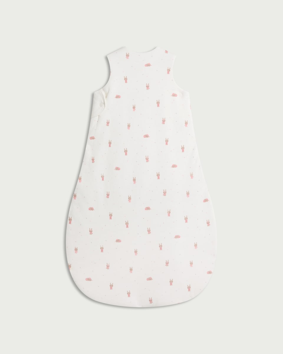 image 1 of F&F Baby Pure Cotton Bunny Print 2.5 Tog Sleeping Bag in White