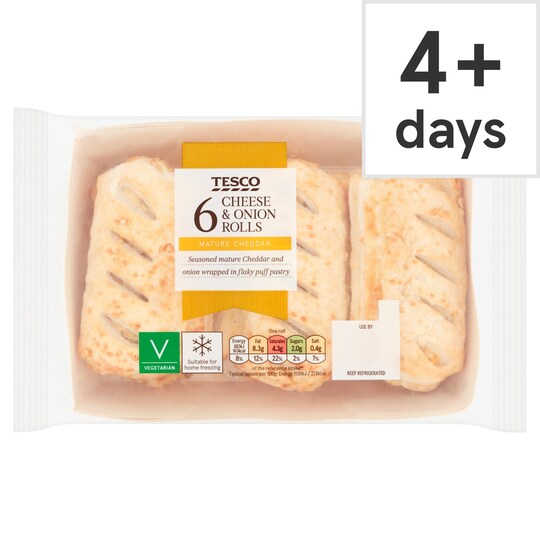 Tesco 6 Pack Cheese & Onion Rolls 360G