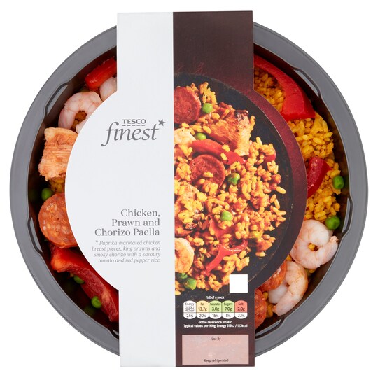 Tesco Finest Chicken, Chorizo & King Prawn Paella 800G Tesco Groceries