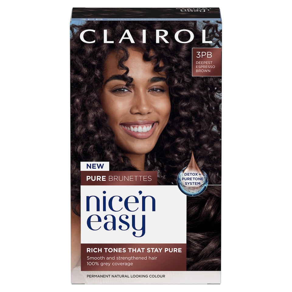 image 1 of Clairol Nice'N Easy Crème Pure Brunettes Permanent Hair Dye Kit - 3PB Deepest Espresso Brown