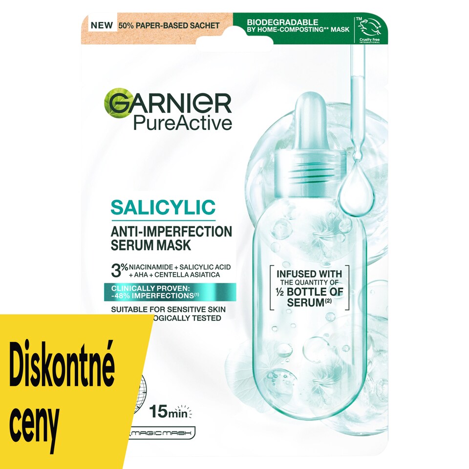 Garnier Pure Active Salicylic textilná maska proti nedokonalostiam 23 g