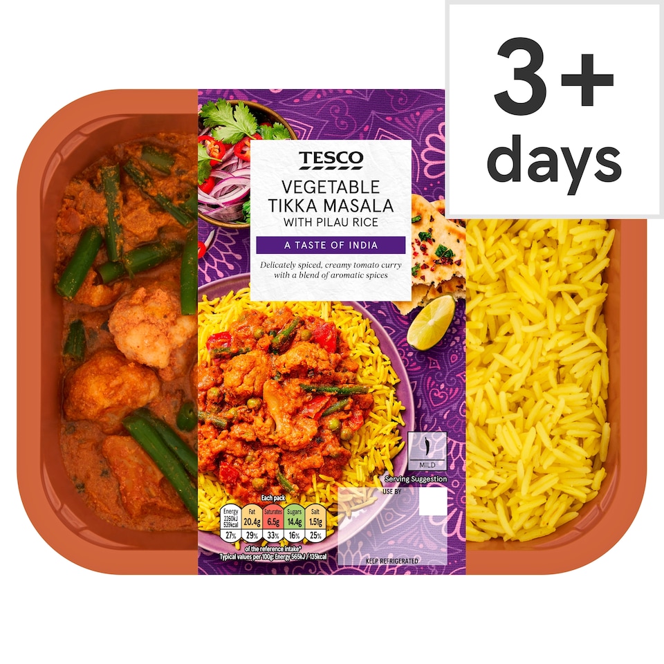 Tesco Vegetable Tikka Masala With Pilau Rice 400g