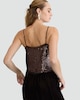 image 2 of F&F Organza Trim Sequin Embellished Co-ord Camisole in Brown