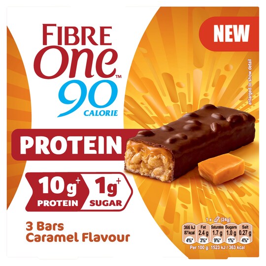 Fibre One Protein Bars Caramel & Nuts 3X24g Tesco Groceries