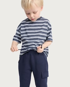 F&F Boys Cotton Rich Cuffed Cargo Joggers in Navy