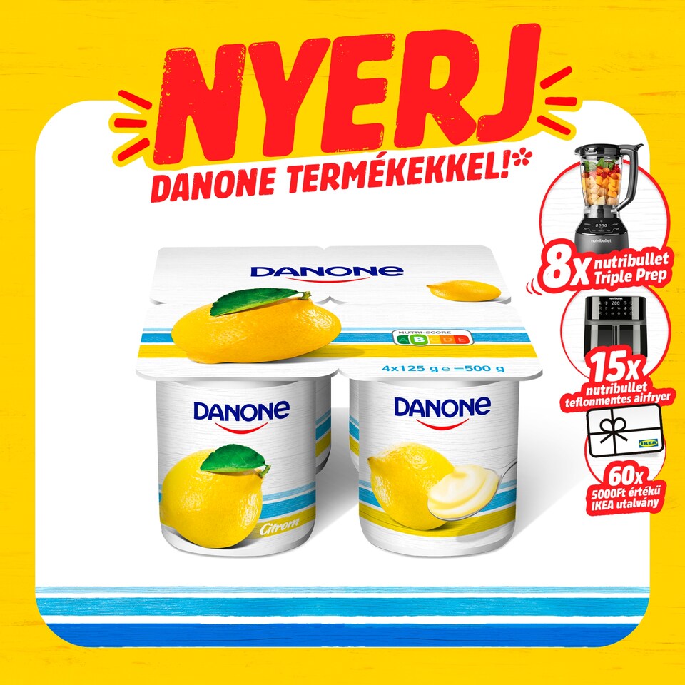 Danone citromízű, élőflórás, zsírszegény joghurt 4 x 125 g (500 g)