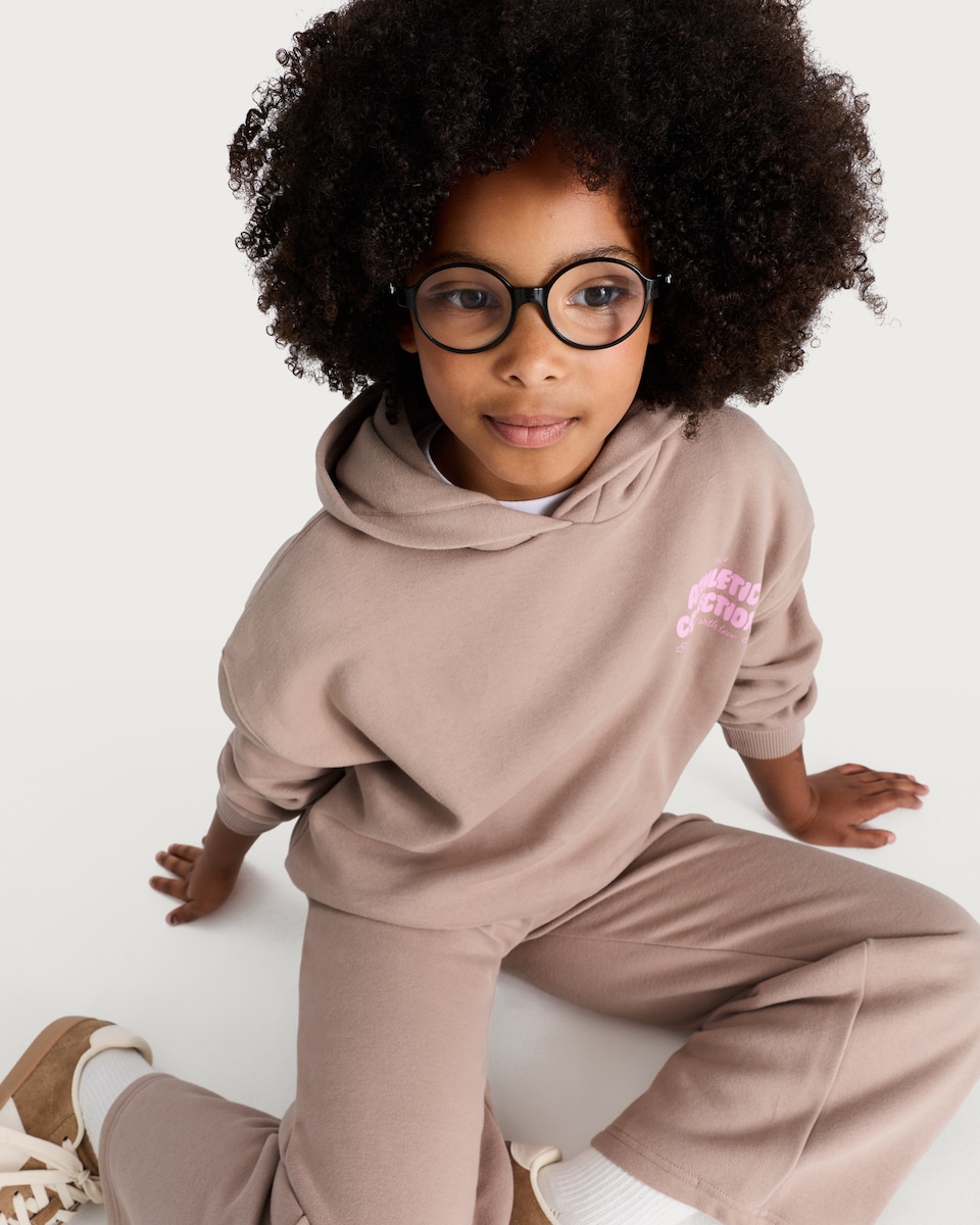 image 1 of F&F Girls Cotton Rich Athletic Collection Hoodie in Tan