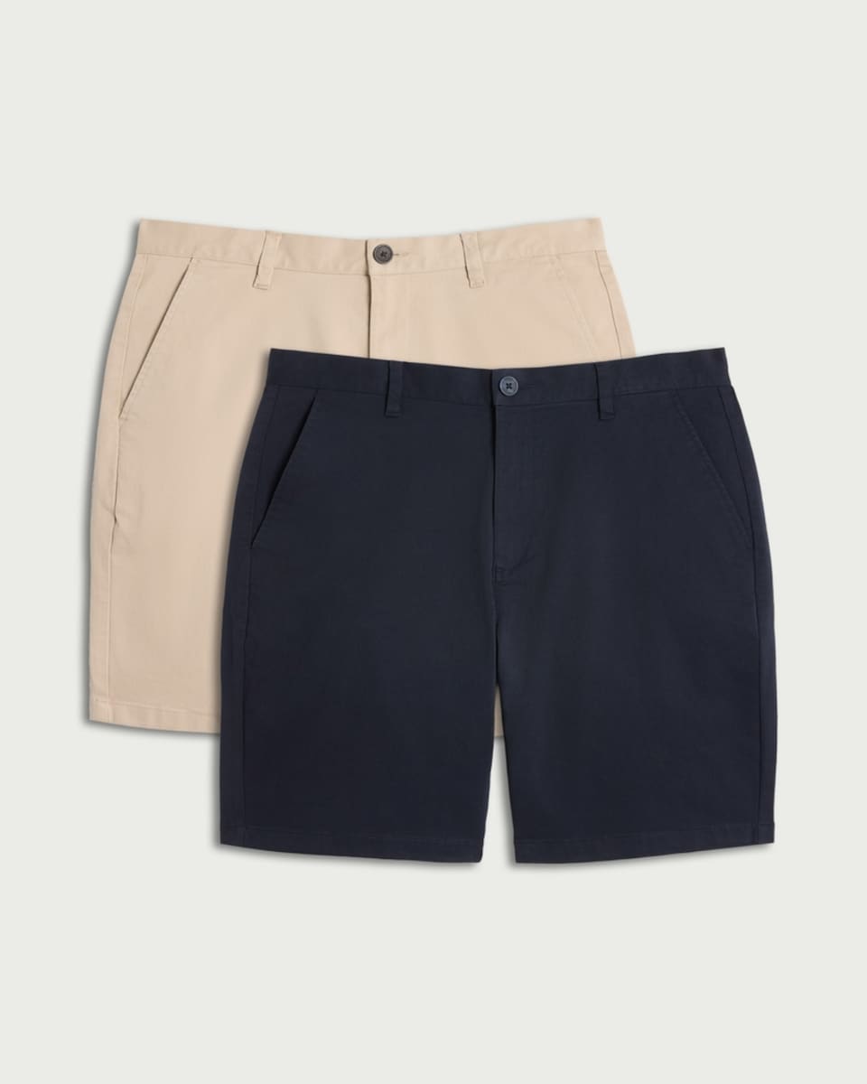 image 1 of F&F 2-Pack Cotton Rich Chino Shorts in Navy