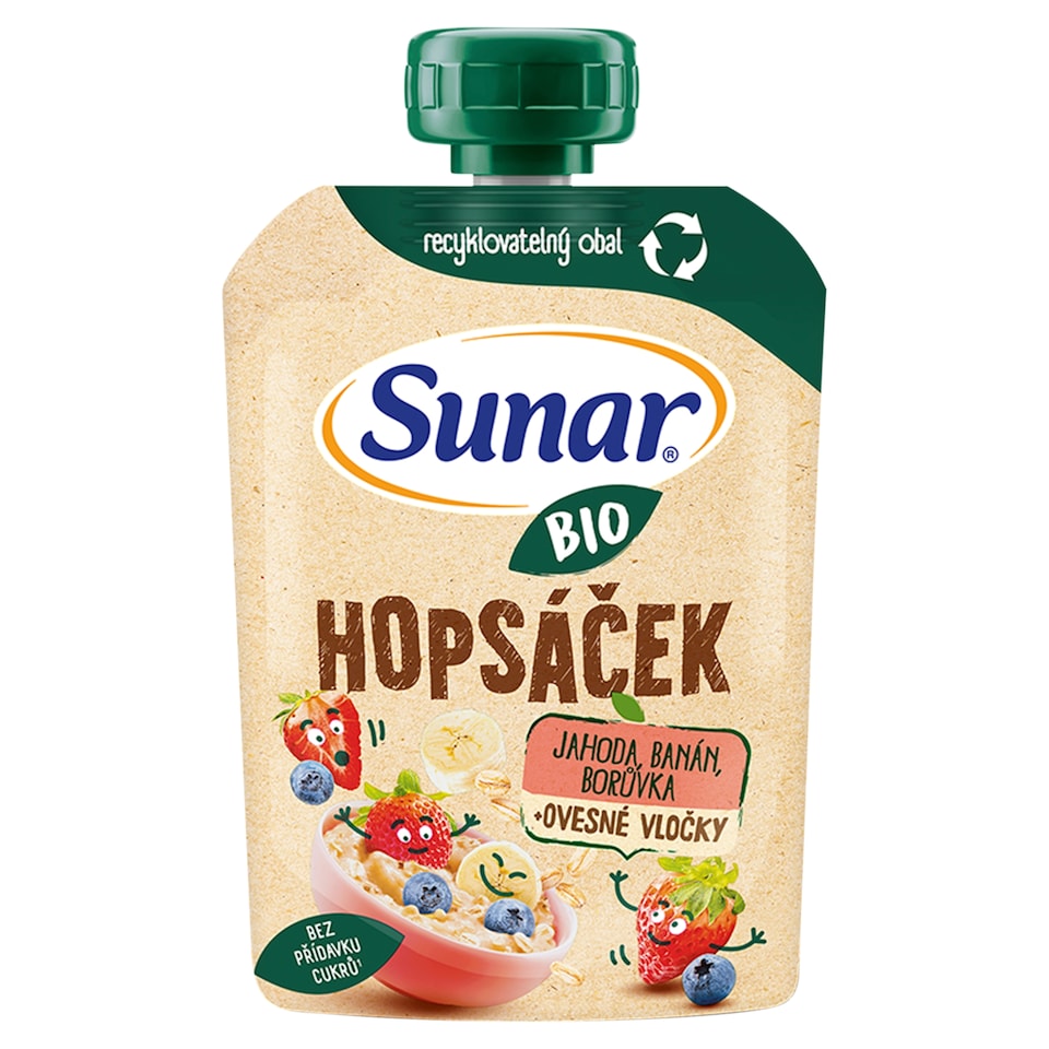 image 1 of Sunar Organic Hopsáček Strawberry, Banana, Blueberry + Oatmeal 100 g