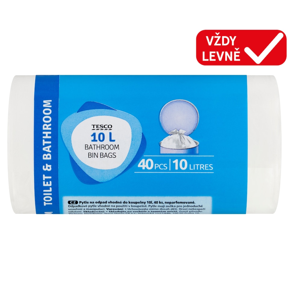 Tesco Pytle na odpad vhodné do koupelny 10 l 40 ks