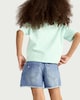 image 3 of F&F Girls Pure Cotton Distressed Denim Shorts in Blue