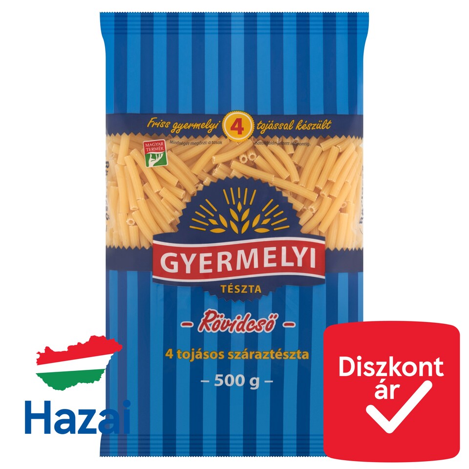 Gyermelyi rövidcső 4 tojásos száraztészta 500 g