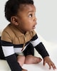 image 4 of F&F Baby 2-Piece Cotton Rich Striped Polo Top and Joggers Set in Dark Nude